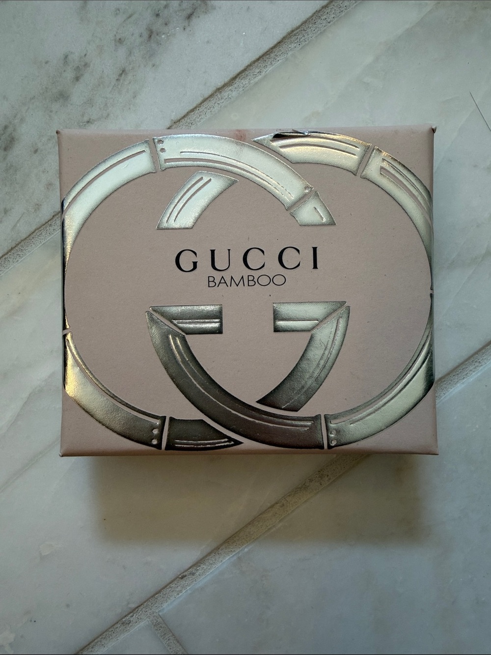 Gucci Bamboo Compact Makeup Case - Soft Pink with Silver Accents NIB